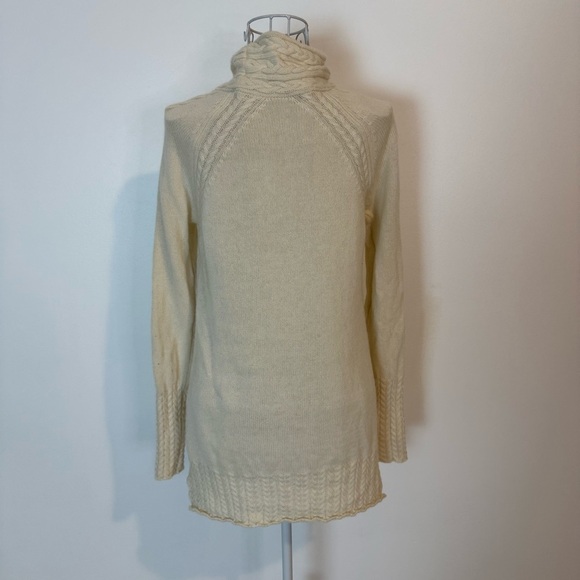 Alashan sweater cable knit turtleneck wool cashmere sweater cream SZ XS pullover - Picture 5 of 9